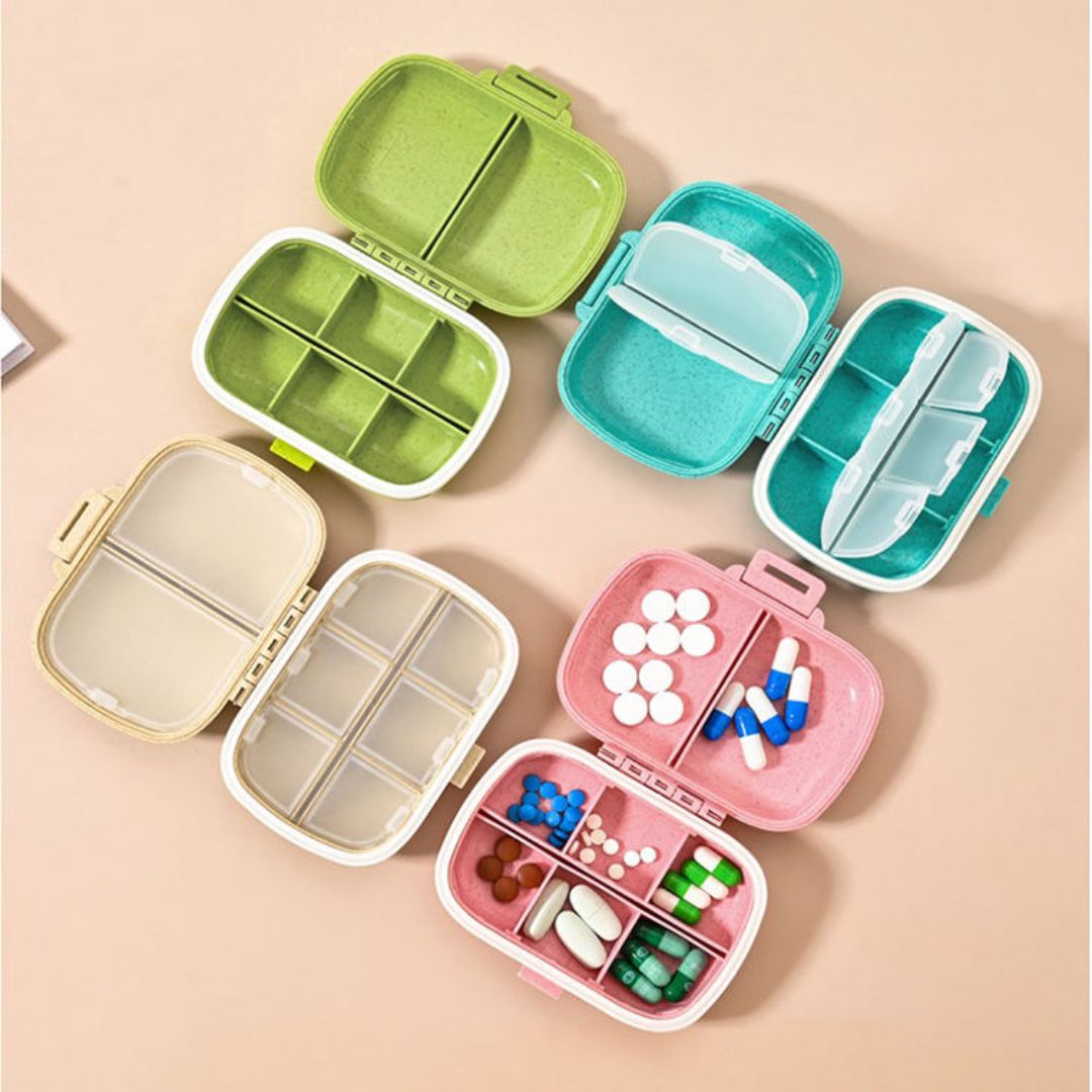 Portable Weekly Pill Organizer Box – 6 Compartment
