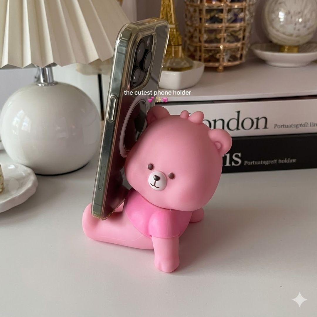 Pink Bear Desk Phone Stand