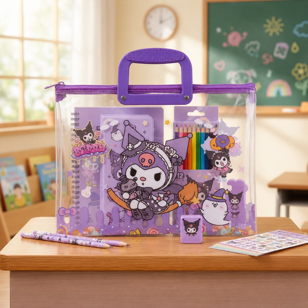 Kuromi Long Transparent Plastic Zipper Envelope