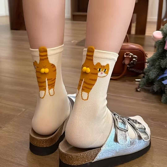 Cat Theme Unisex Thick Casual Socks