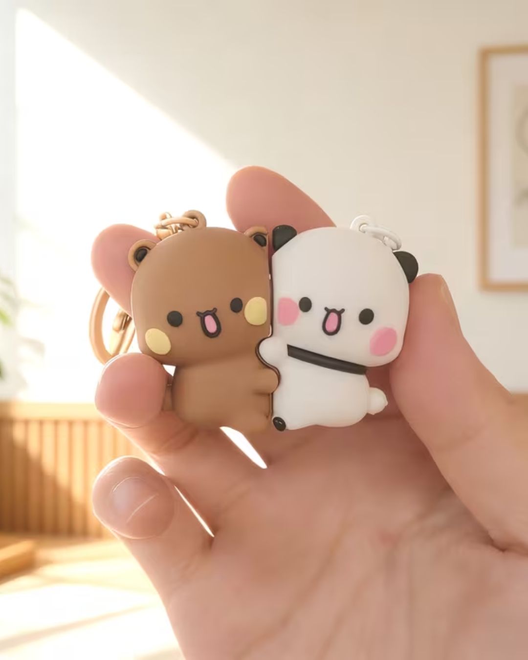 Cute Cartoon Bubu & Dudu Hugging Keychain