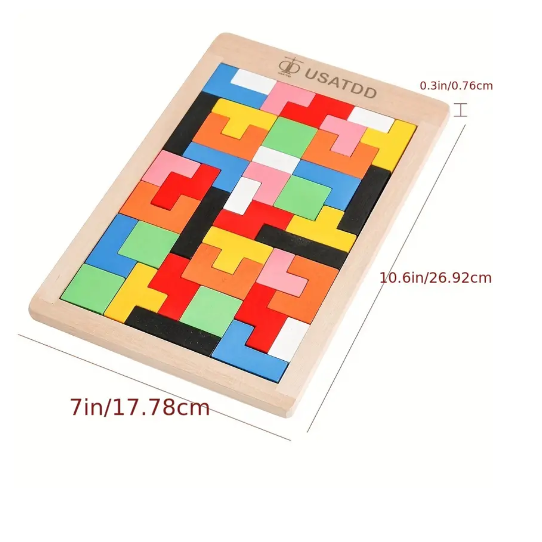 Colorful 3D Wooden Tetris Block Puzzle