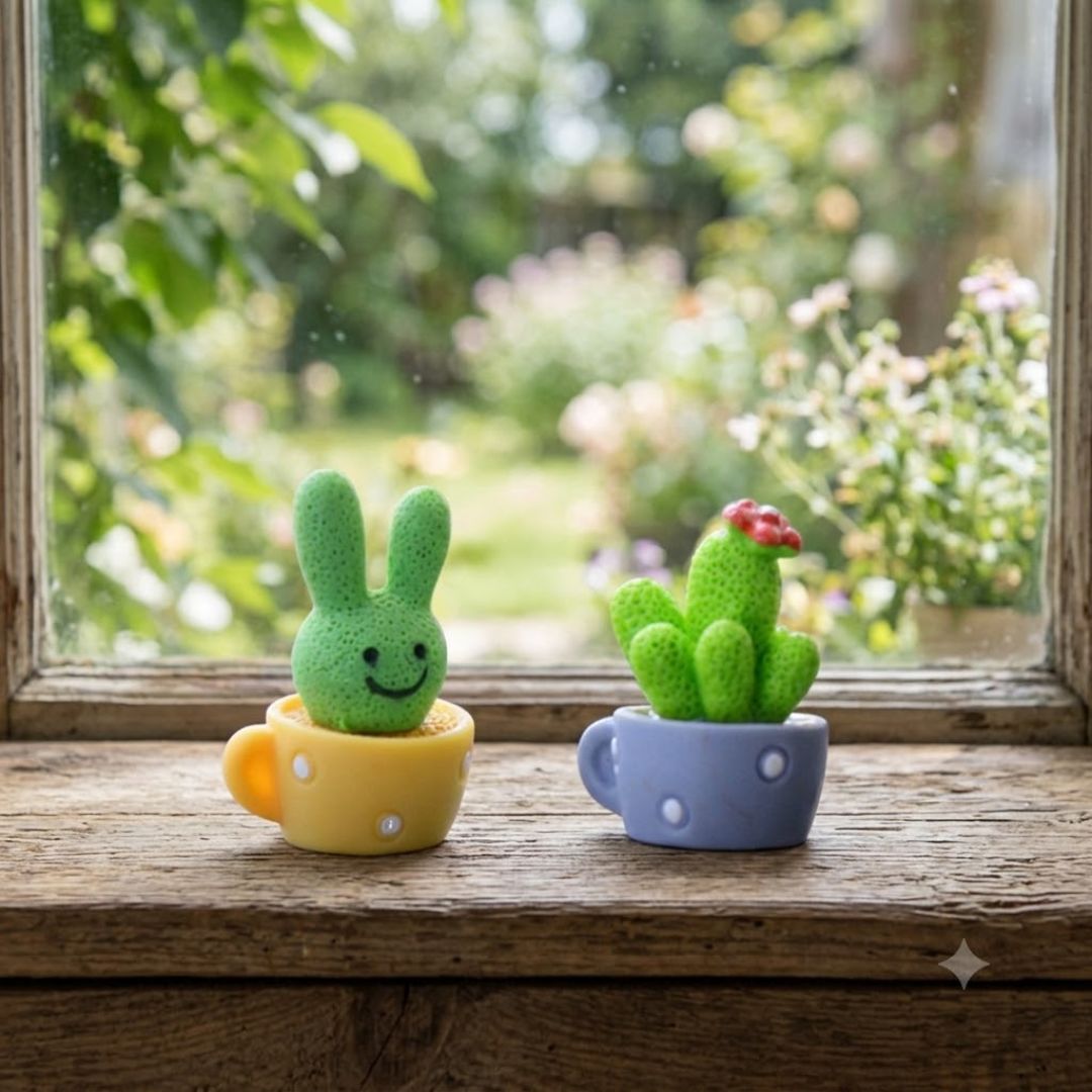 4PCS Mini Resin Cactus Plant Decoration Set