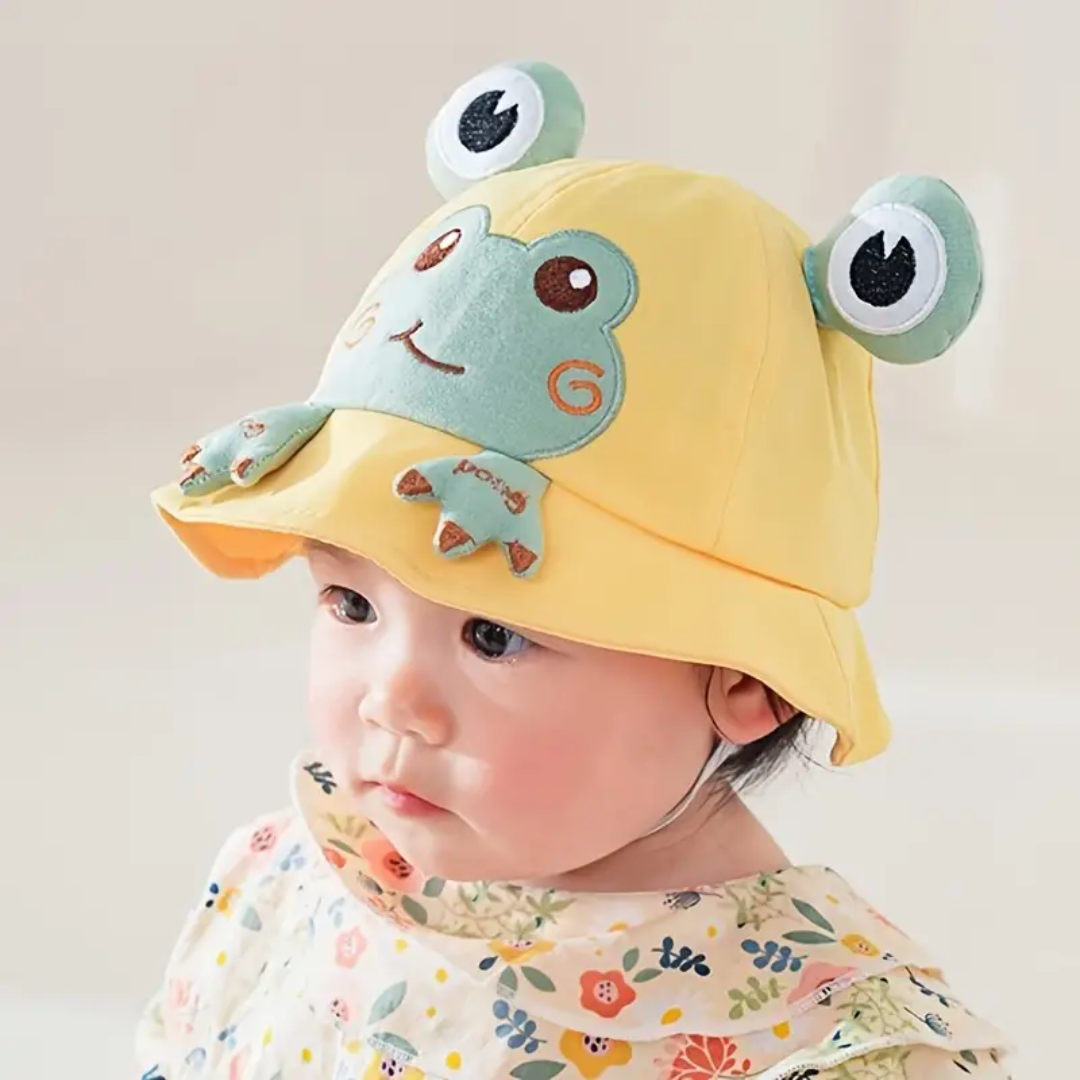 Charming Frog Embroidered Sun Hat For Kids