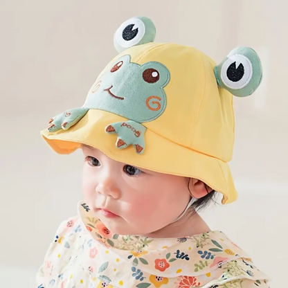 Charming Frog Embroidered Sun Hat For Kids