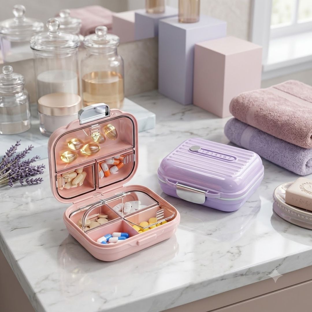 Mini Portable Plastic Pill Organizer Box