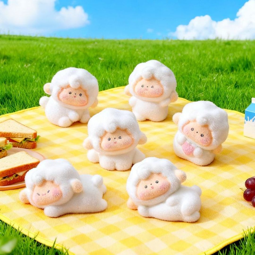 Cute Flocked Sheep Figurines