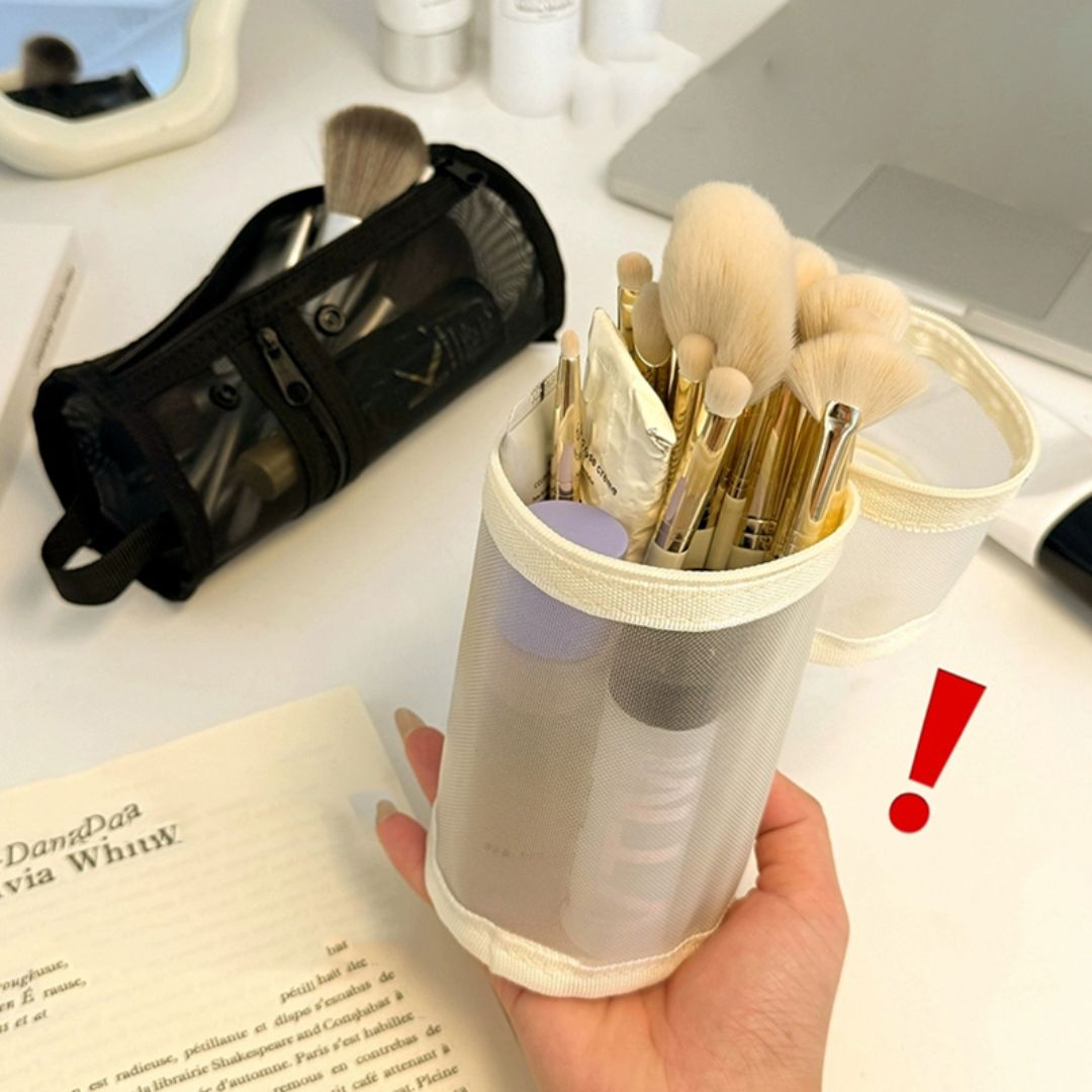 Transparent Mesh Pencil Pouch with Zipper