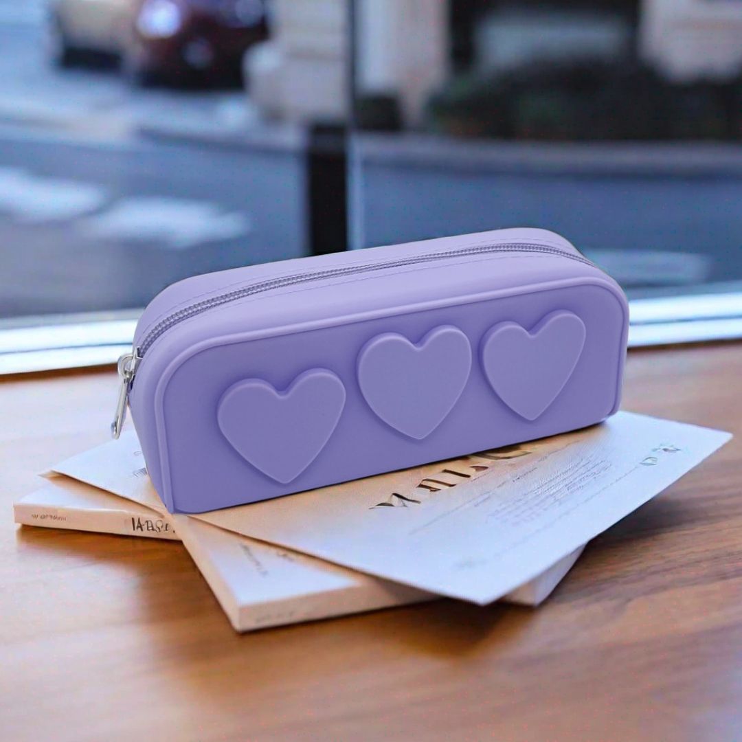 Cute Heart Silicone Pencil Case