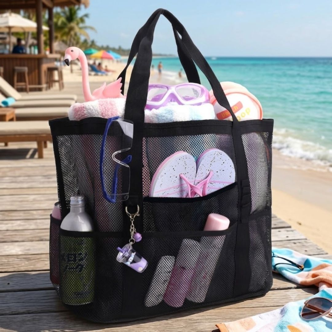 Multi Pockets Mesh Beach Bag