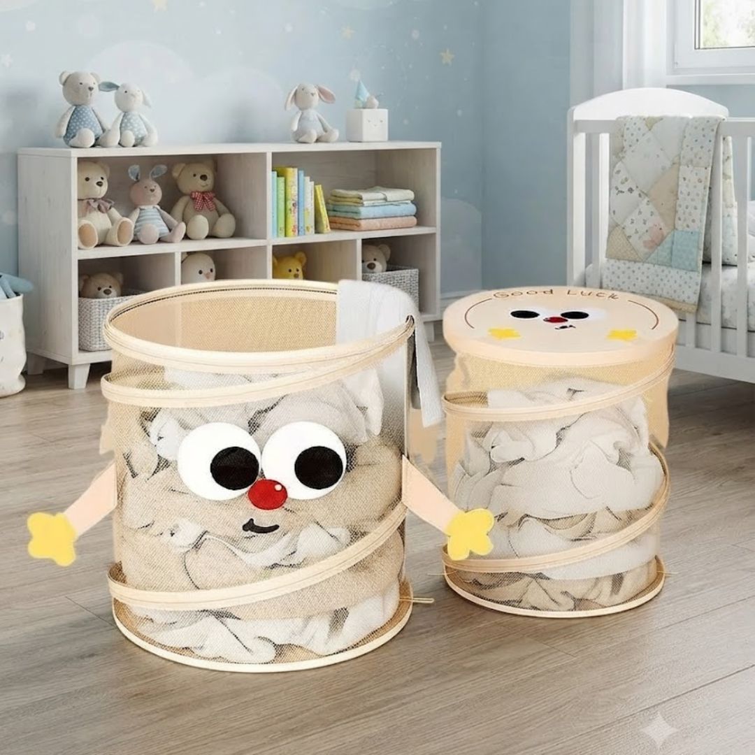 Cute Collapsible Laundry Basket For Clothes Toys Home Use