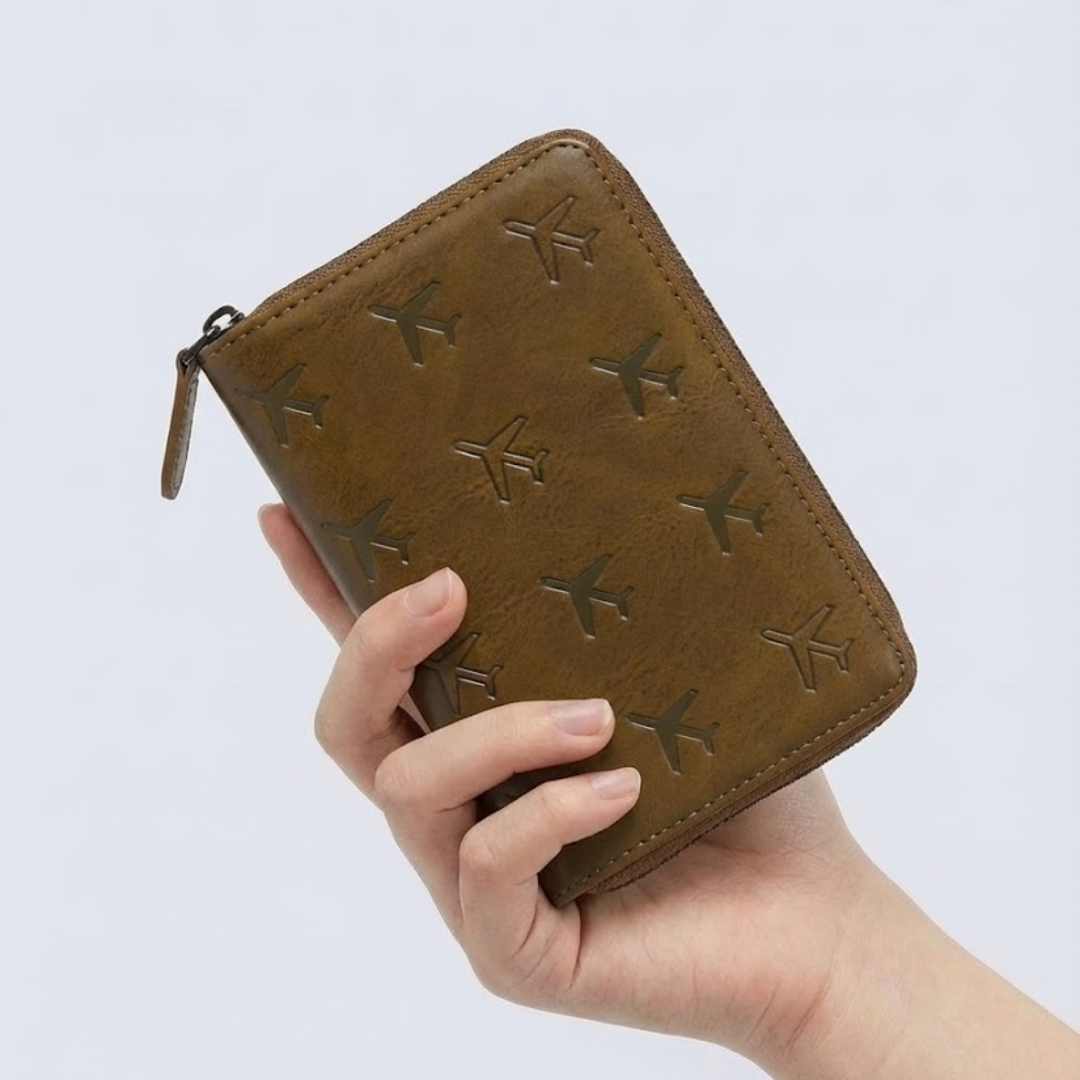 Zipper Travel Passport Multi Card ID Wallet