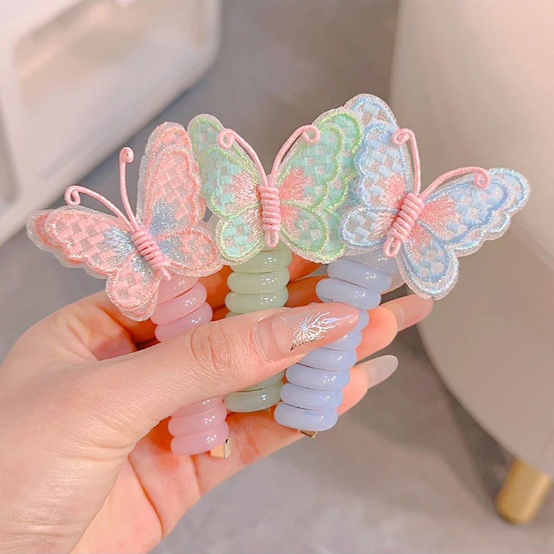 Butterfly Telephone Wire Line Hair Ties Girls