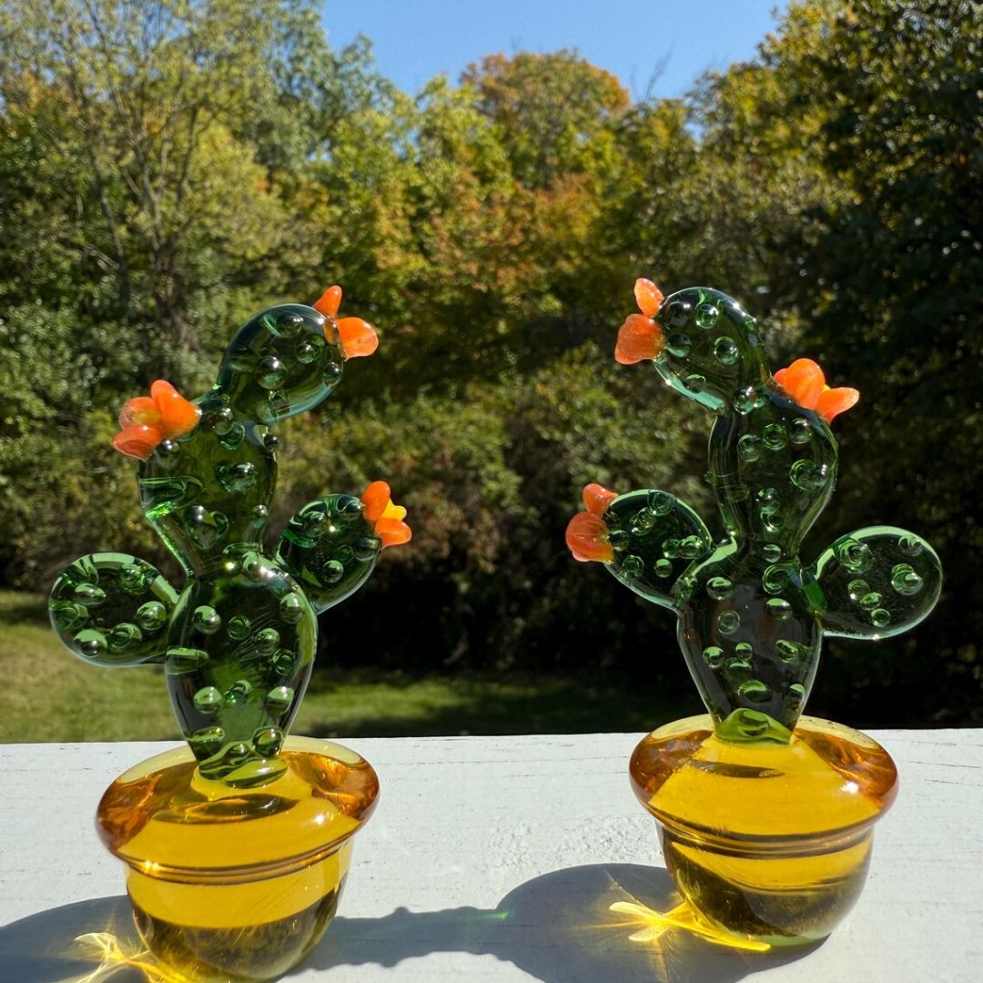 Cute Hand Blown Glass Cactus Decor
