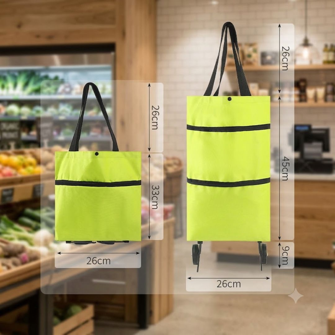 Large Capacity Foldable Grocery Bag with Pulley Wheels