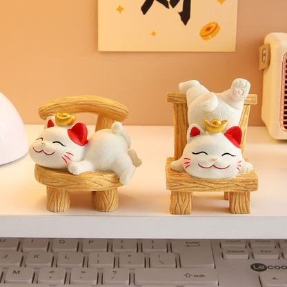 Fortune Cute Resin Cat On Chair Desk Decor