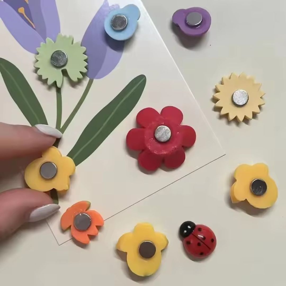 Cute Insect and Flower Fridge Magnet Set