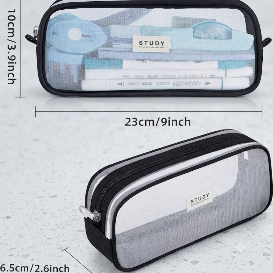 Transparent Large Capacity Mesh Pencil Case