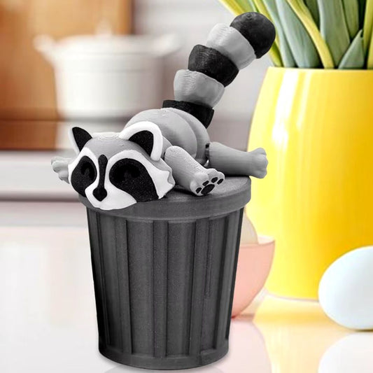 3D Raccoon Trash Can Set For Desk Decor