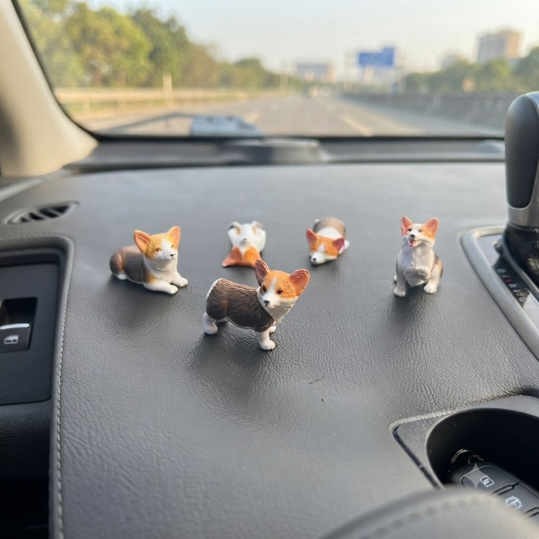 Cute Corgi Dog Figurines Set