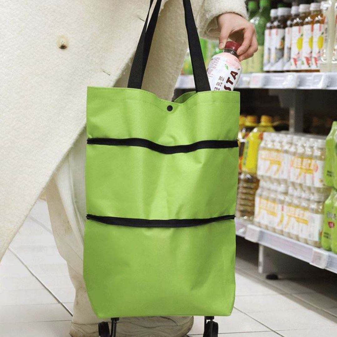Large Capacity Foldable Grocery Bag with Pulley Wheels