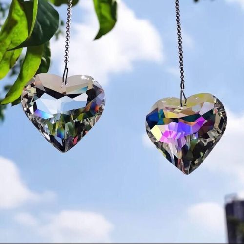 Transparent Heart Crystal Necklace Sun Reflection