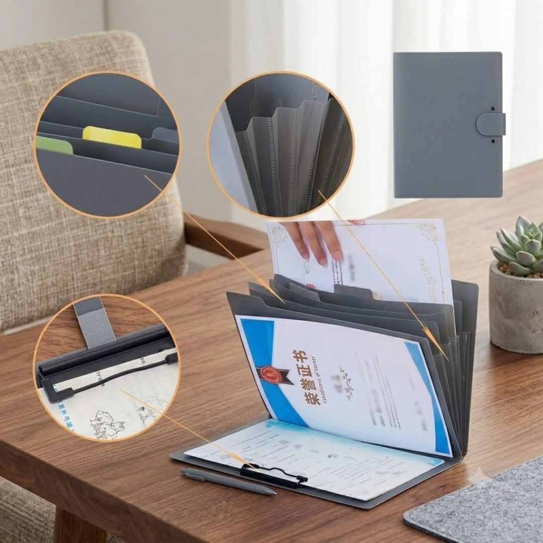 2-in-1 A4 PP Document File Folder