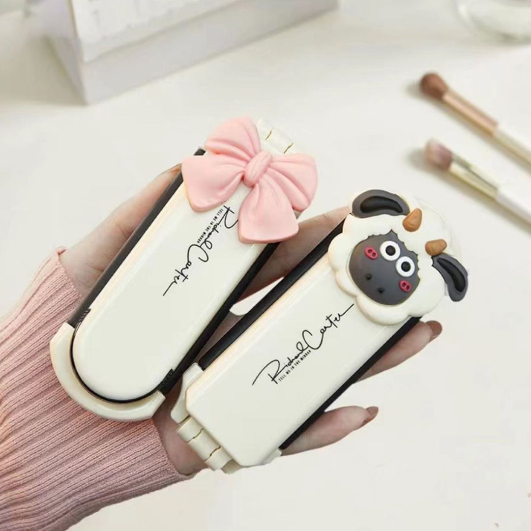 2 in 1 foldable hair comb with mirror For travelling