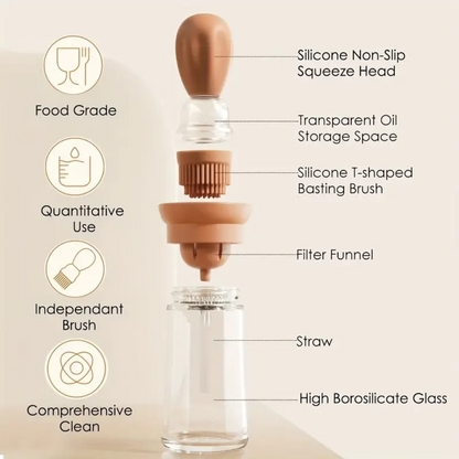 2 in 1 Glass Oil Dispenser with Silicone Brush