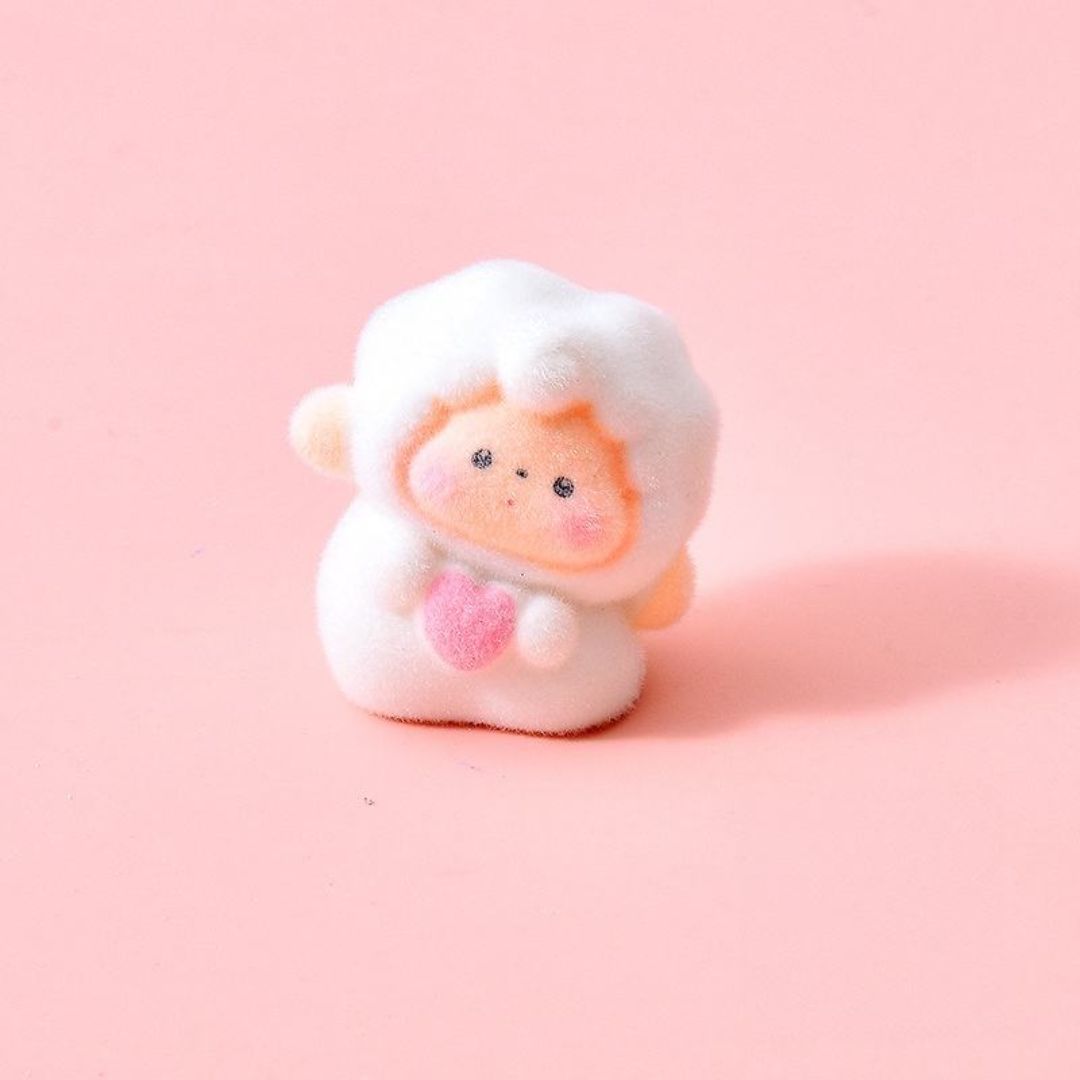 Cute Flocked Sheep Figurines