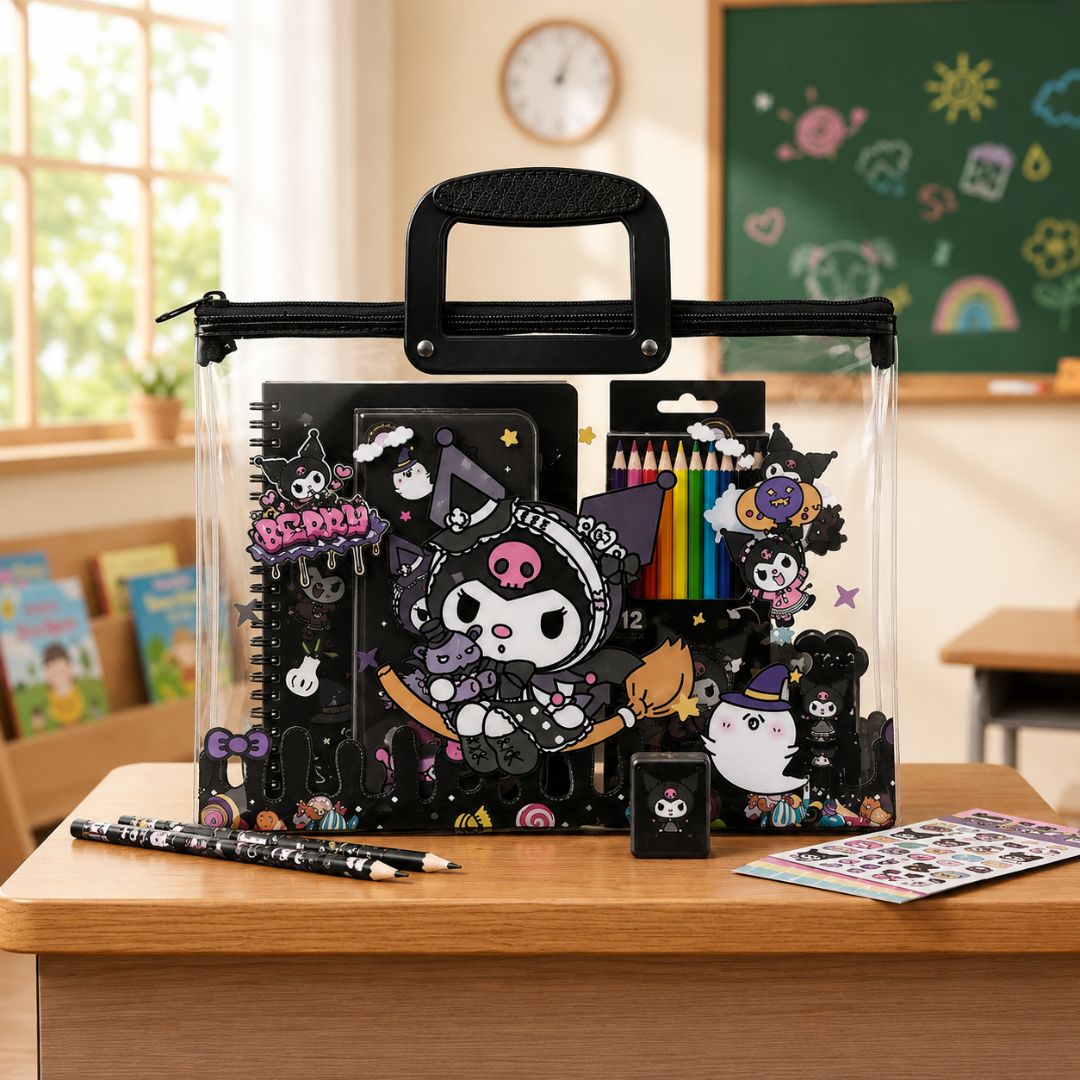 Kuromi Long Transparent Plastic Zipper Envelope