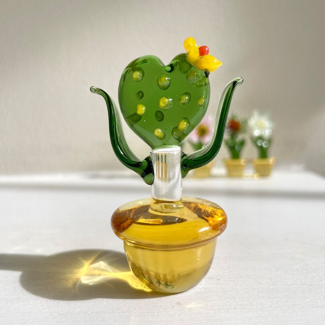 Cute Hand Blown Glass Cactus Decor