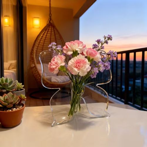 Clear Butterfly Frame Vase, Flower Holder