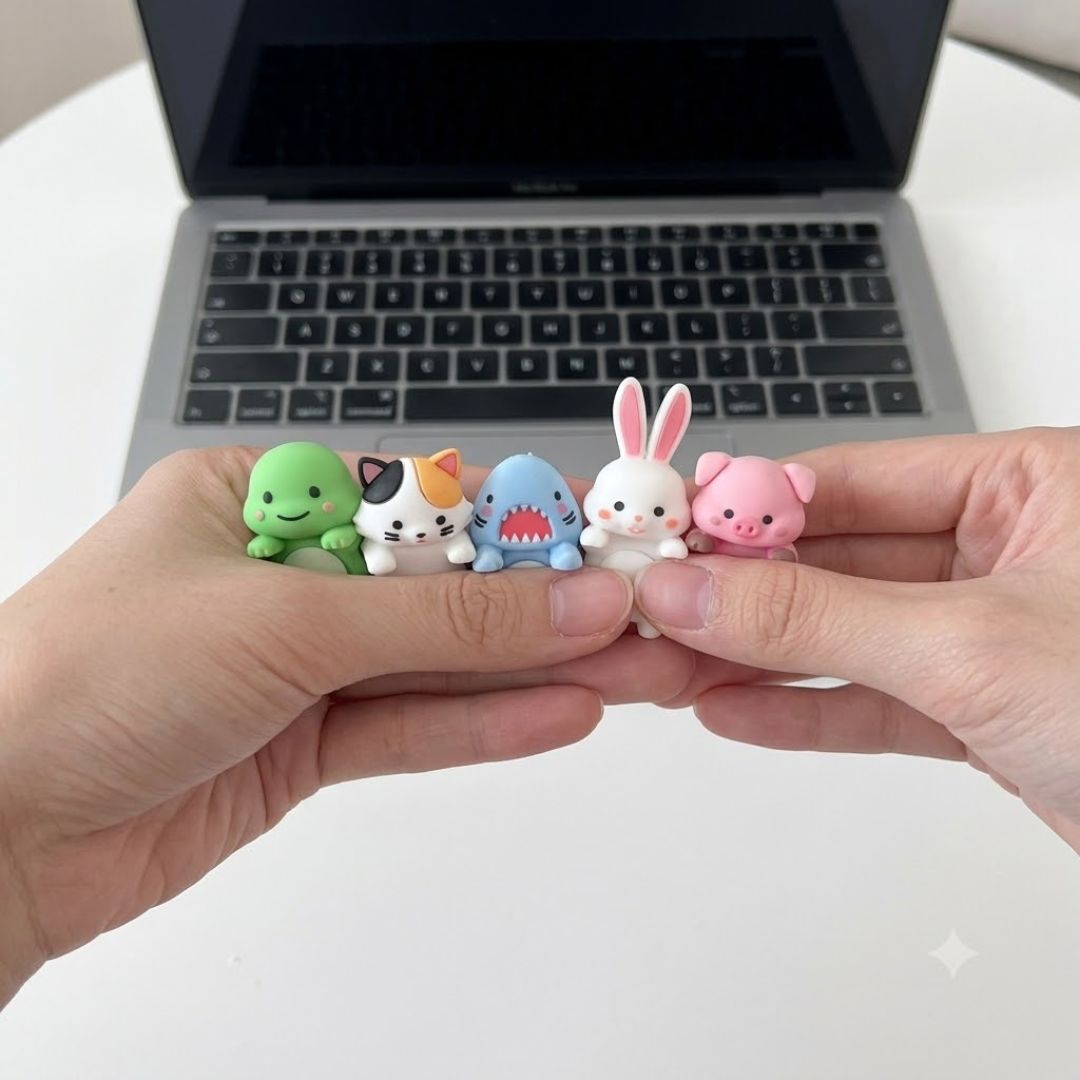 Kawaii Animal Tech Charms Set