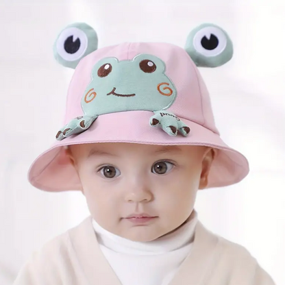 Charming Frog Embroidered Sun Hat For Kids