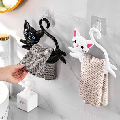 Playful Cat Wall Towel Rack-Perfect for a Whimsical Touch