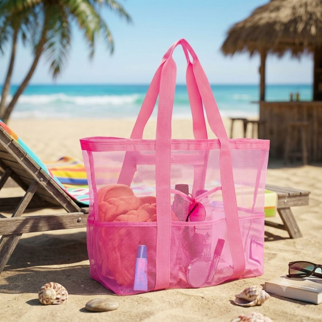 Multi Pockets Mesh Beach Bag