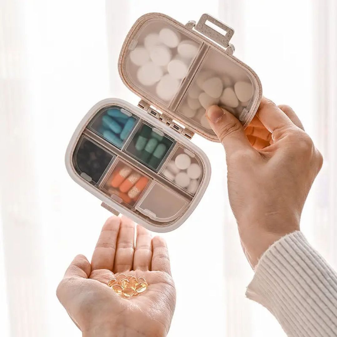 Portable Weekly Pill Organizer Box – 6 Compartment