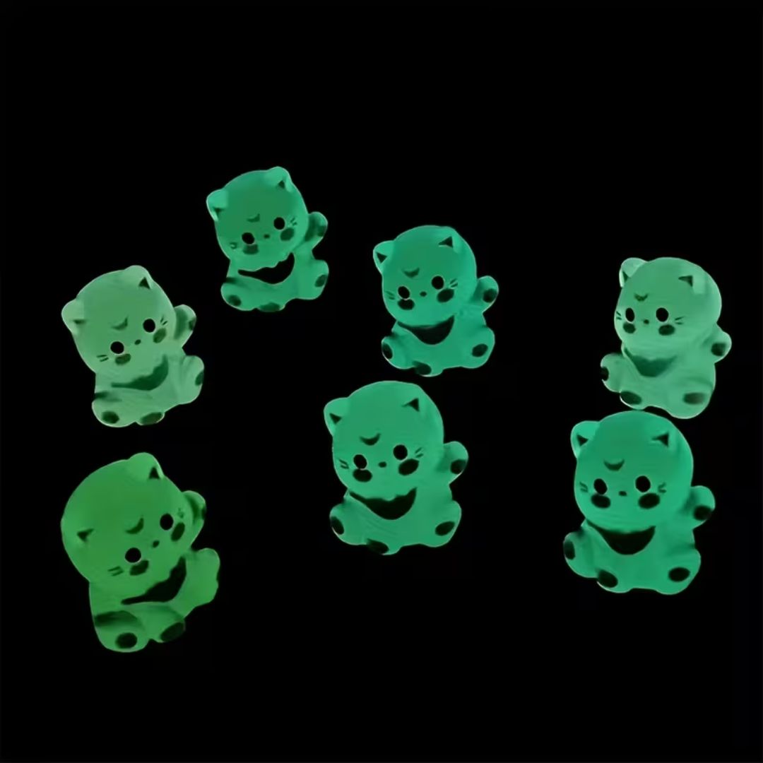 6 PCS Glow-in-the-Dark Cat Figurines