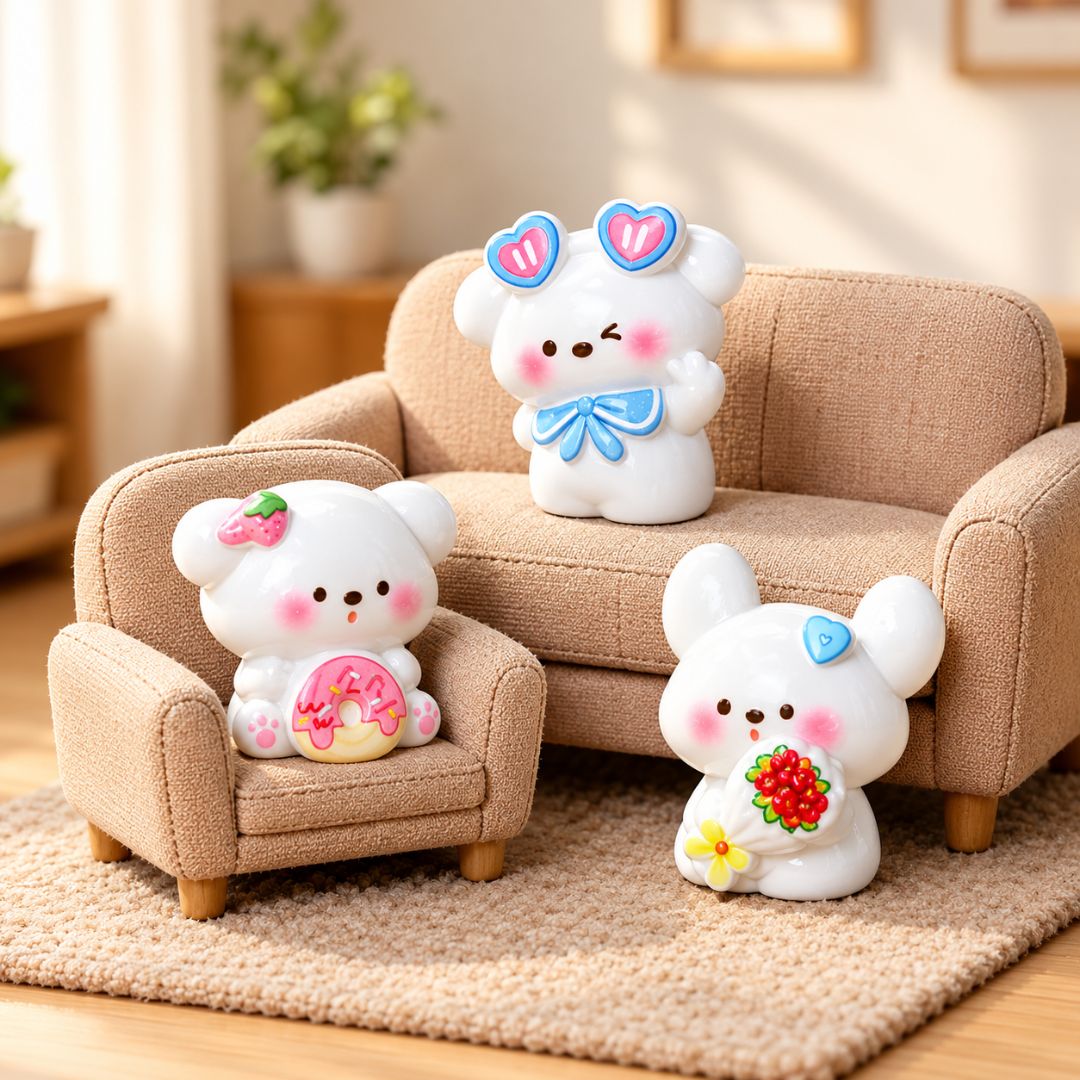 Cute White Dog Resin Figurines