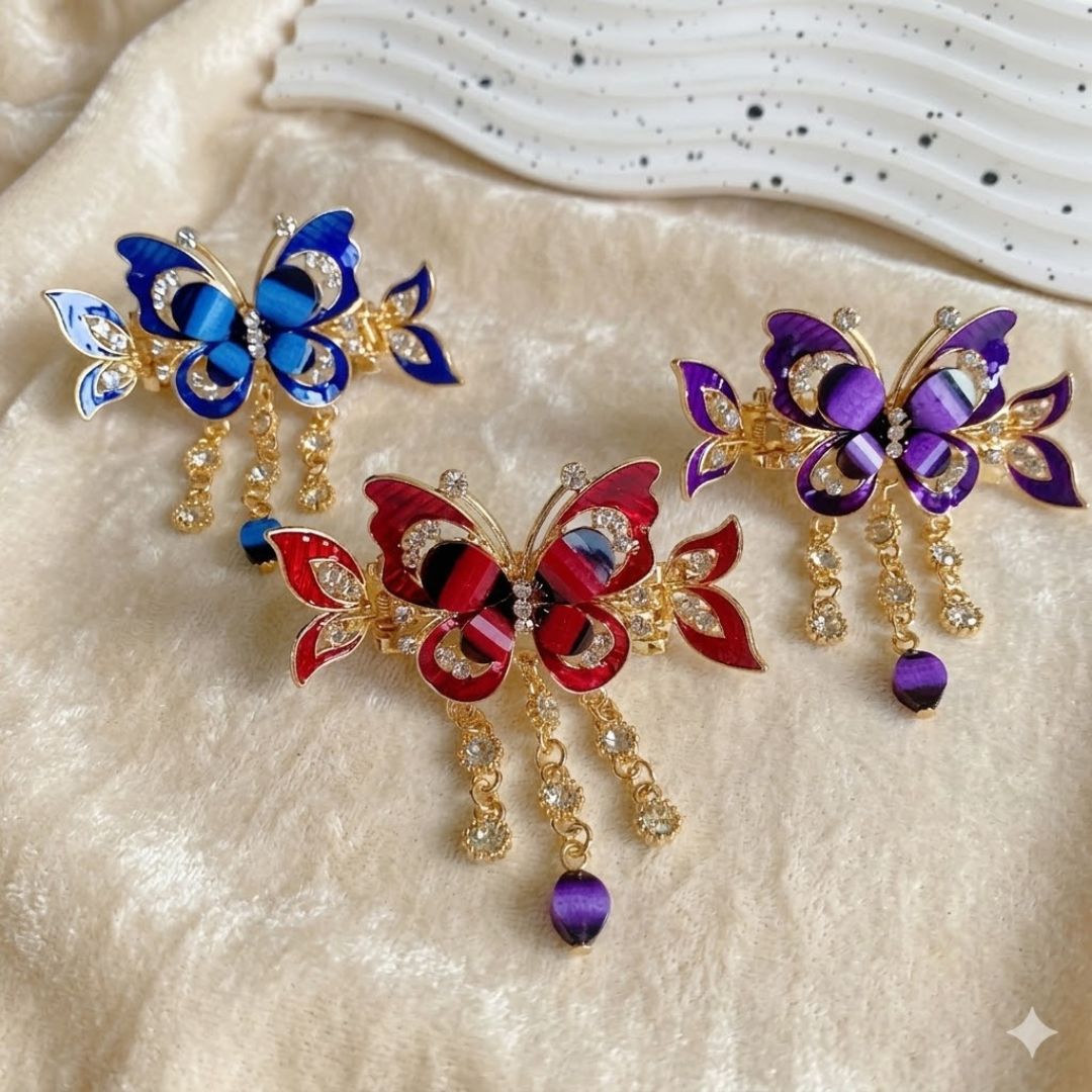 Korean Style Blue Butterfly Claw Clip