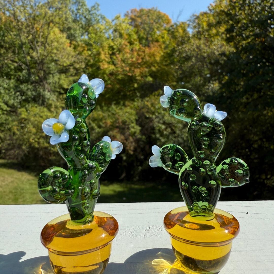 Cute Hand Blown Glass Cactus Decor