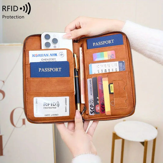 Secure RFID Passport Organizer with Strap