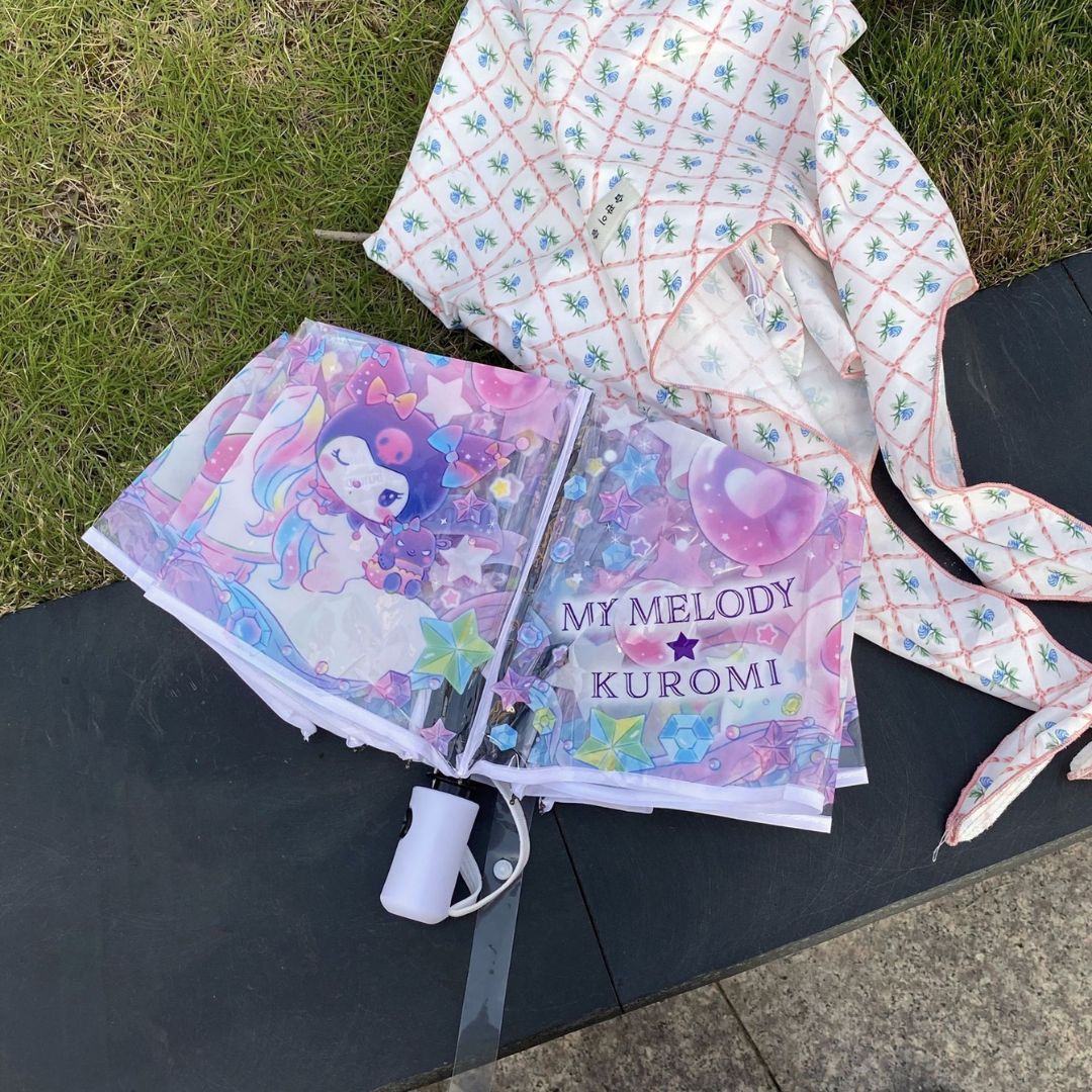 Kuromi Korean Transparent Frosted Kids Umbrella