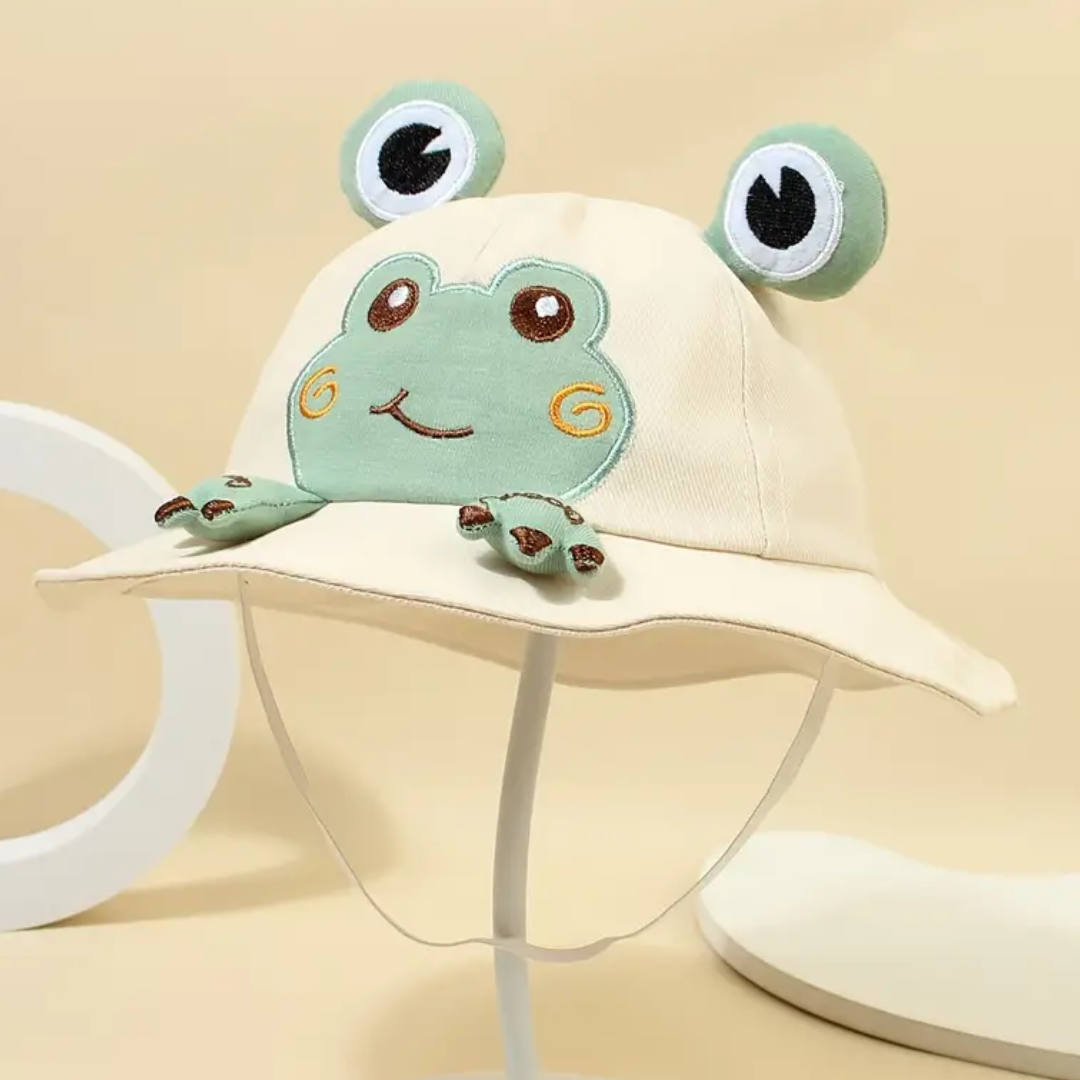 Charming Frog Embroidered Sun Hat For Kids