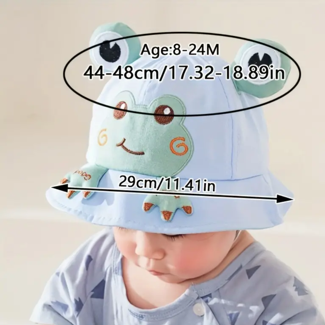 Charming Frog Embroidered Sun Hat For Kids