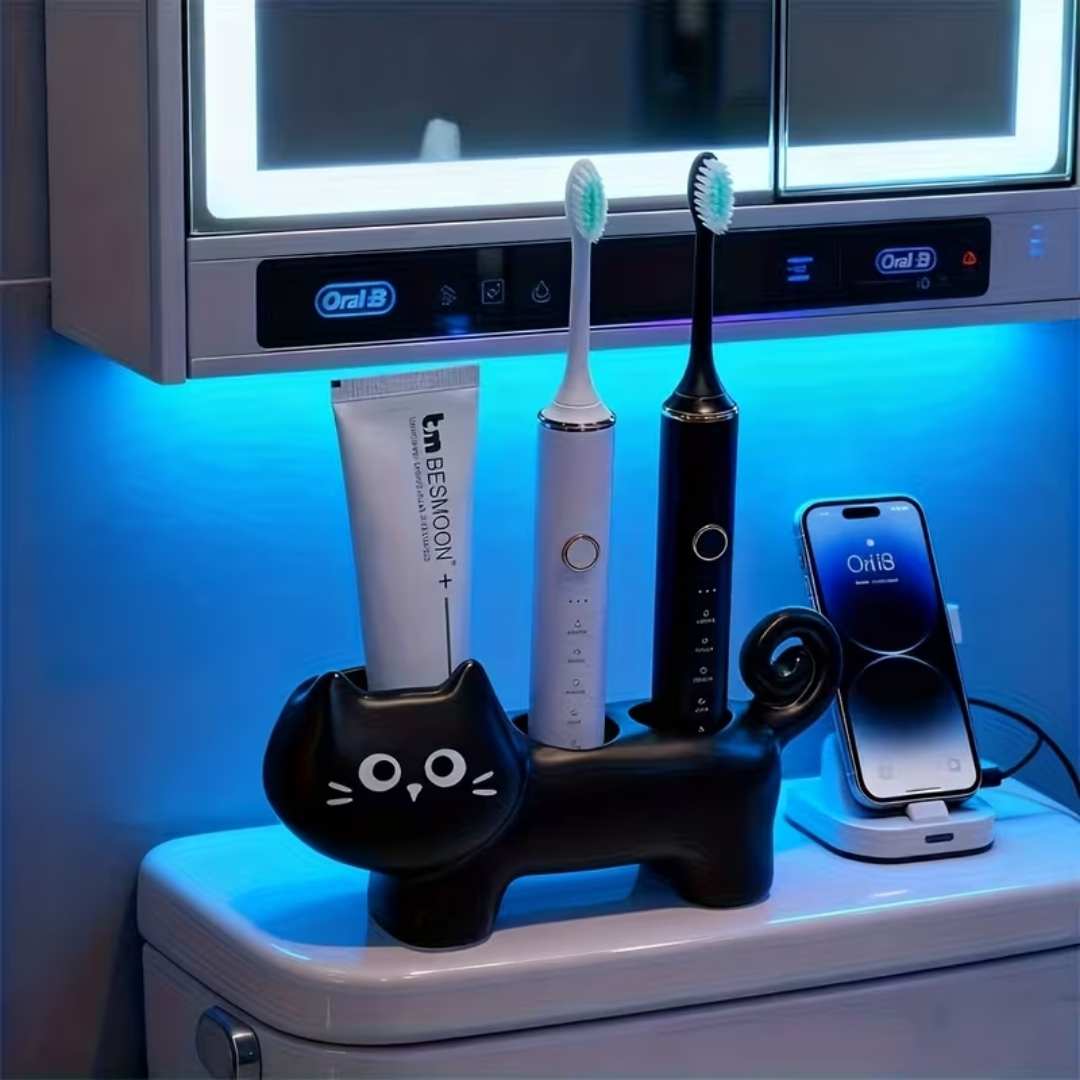 Ceramic Electric Toothbrush Cat-Shaped Holder