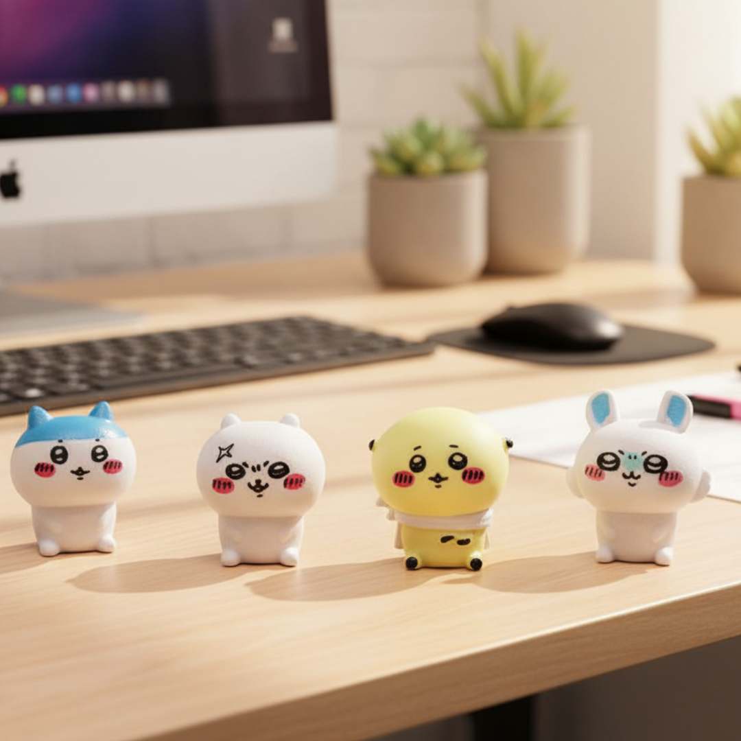 Set of 6- Emoji Figurine Cute Ornament Miniature