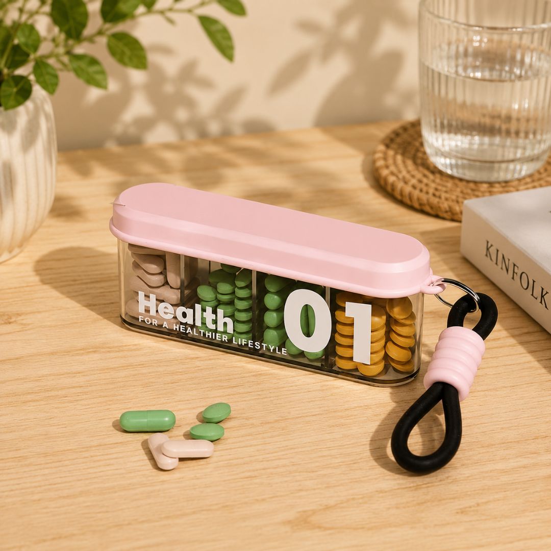 Portable Medicine Box with Key Ring