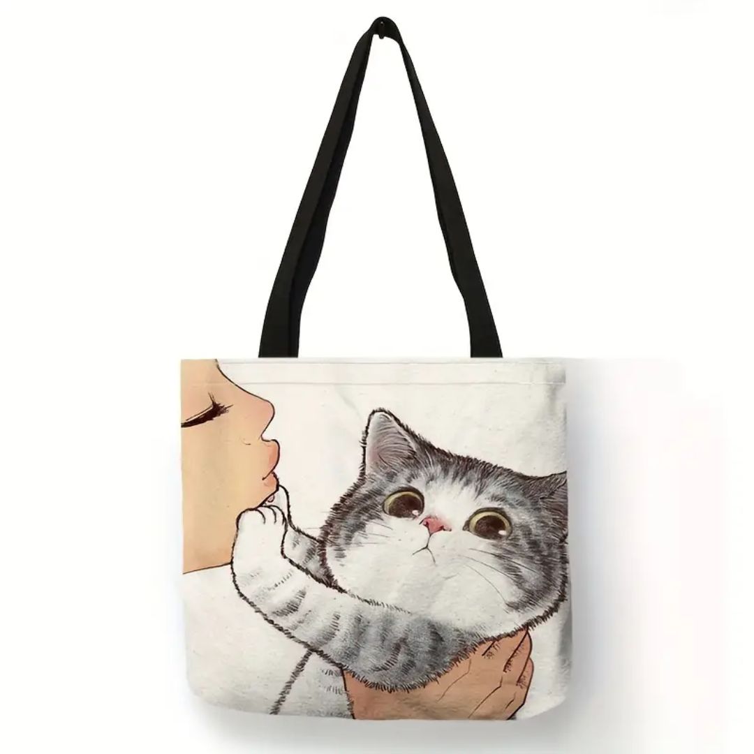 Cute Kitty Canvas Tote Bag